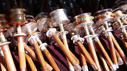 Image showing Tibetan prayer wheels