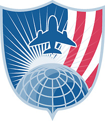 Image showing Airplane Jet Plane World Shield