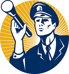 Image showing Policeman Security Guard With Flashlight Retro