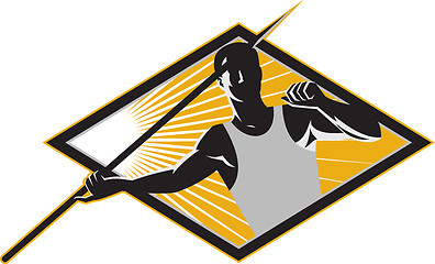 Image showing Track and Field Athlete Javelin Throw Retro