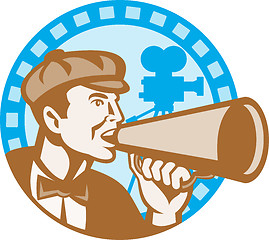 Image showing Movie Film Director With Bullhorn And Camera Retro