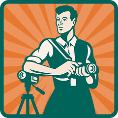 Image showing Photographer With DSLR Camera and Video Retro