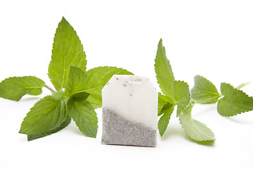 Image showing Tea bag with mint