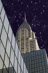 Image showing Starry Night above New York City Skyscrapers