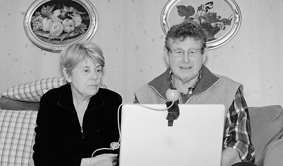 Image showing Senior Couple using Notebook for a Video Call