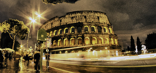 Image showing Colors of Colosseum at Night in Rome