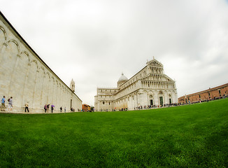 Image showing Cathedral, Baptistery and Tower of Pisa in Miracle square