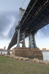 Image showing Manhattan Bridge Colors at Winter Sunset