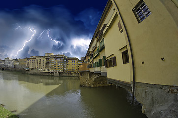 Image showing Storm over Ponte Vecchio in Florence