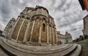 Image showing Cathedral, Baptistery and Tower of Pisa in Miracle square