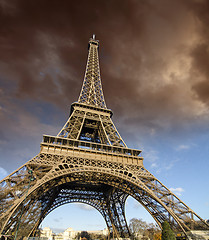 Image showing Stormy Weather over Eiffel Tower