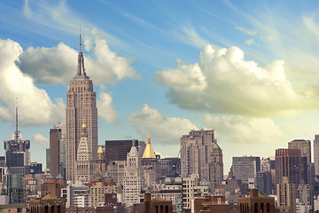 Image showing Cloudy Sky above New York City Skyscrapers