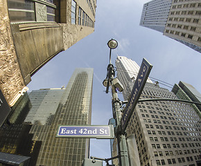 Image showing Bottom-Up view of New York Skyscrapers