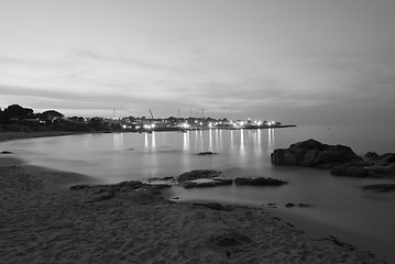 Image showing Blurred Water at Sunset in Calvi, France