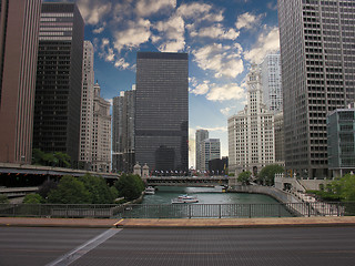 Image showing Chicago River and Skyscrapers, Illinois