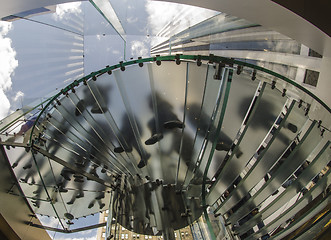 Image showing People Feets on a Circular Staircase