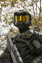 Image showing Warrior with Visor and Rifle