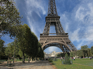 Image showing Eiffel Tower in Paris, view from Champs de Mars