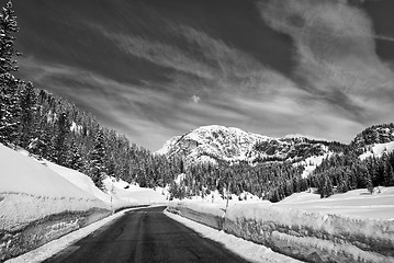 Image showing Snow on the Dolomites Mountains, Italy