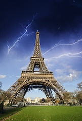 Image showing Stormy Weather over Eiffel Tower