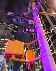 Image showing New York City Street Signs at Night