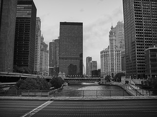 Image showing Dramatic Black and White view of Chicago Buildings