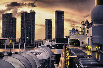 Image showing Miami Skyline at Sunset, Florida