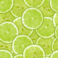 Image showing Seamless pattern of green lime slices