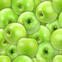 Image showing Seamless pattern of heap fresh green apple