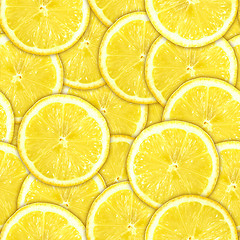 Image showing Seamless pattern of yellow lemon slices