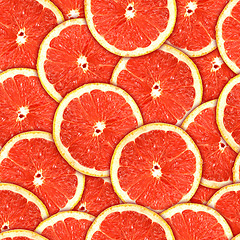 Image showing Seamless pattern of red grapefruit slices