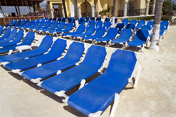 Image showing Rows of Blue Chairs
