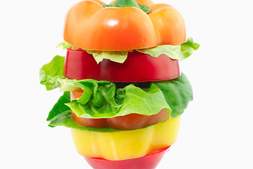 Image showing Peppers and lettuce hamburger