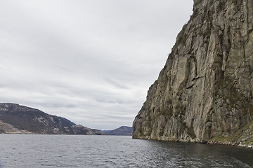 Image showing steep rock at coast in norway