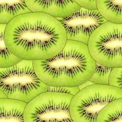 Image showing Seamless pattern of green kiwi slices