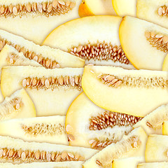 Image showing Seamless pattern of ripe yellow melons