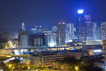 Image showing Modern city downtown at night