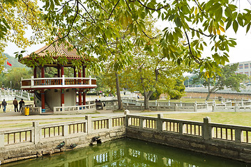 Image showing Chinese pavilion in garden