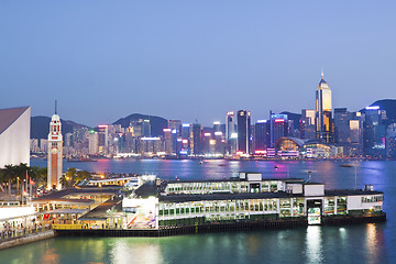 Image showing Hong Kong harbour at sunset