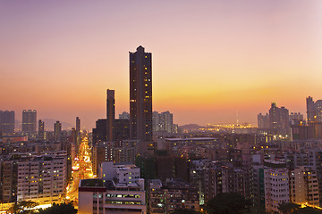 Image showing Hong Kong downtown city scene at sunset