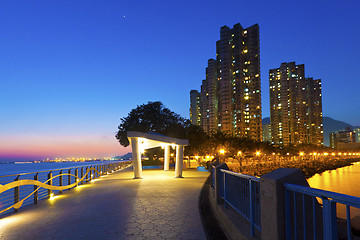 Image showing Sunset coast in Hong Kong