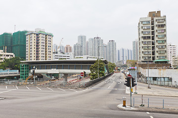 Image showing Hong Kong downtown apartments and traffic