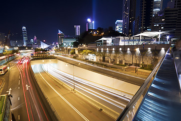 Image showing Traffic in downtown Hong Kong at night