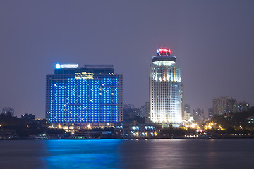 Image showing Xiamen downtown district night view in China