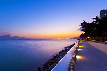 Image showing Sunset coast