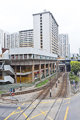 Image showing Hong Kong downtown apartments and traffic