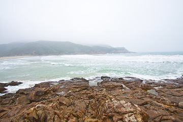 Image showing Strong wave along the coast before thunderstorm in Hong Kong