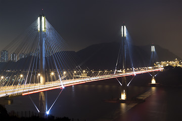 Image showing Ting Kau Bridge in Hong Kong at night