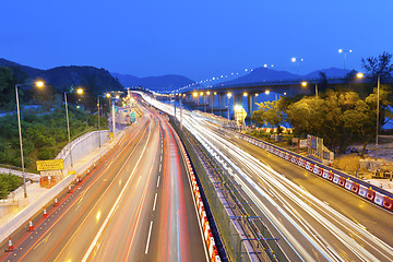 Image showing Majestic highway traffic in Hong Kong at night