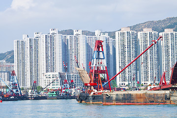 Image showing Hong Kong apartment blocks along the coast